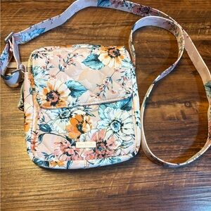 Vera Bradley Twill Small Crossbody Bag Peach Blossom bouquet NWOT